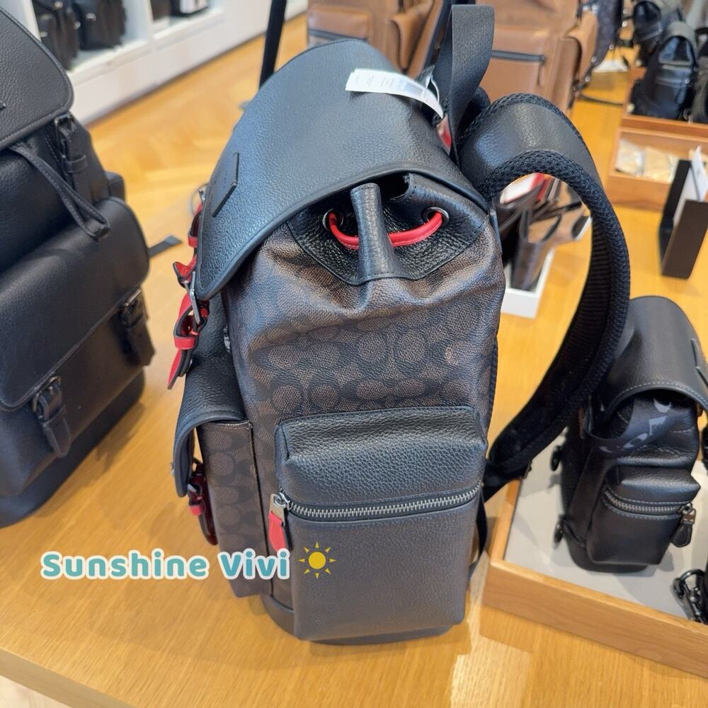 NWT Coach MEN's Sprint Backpack In Signature Canvas Gunmetal CCG13 - Picture 6 of 11